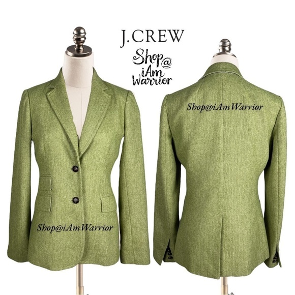 J.Crew sage green herringbone wool Hack ing jacket shop@iamwarrior - Picture 7 of 16